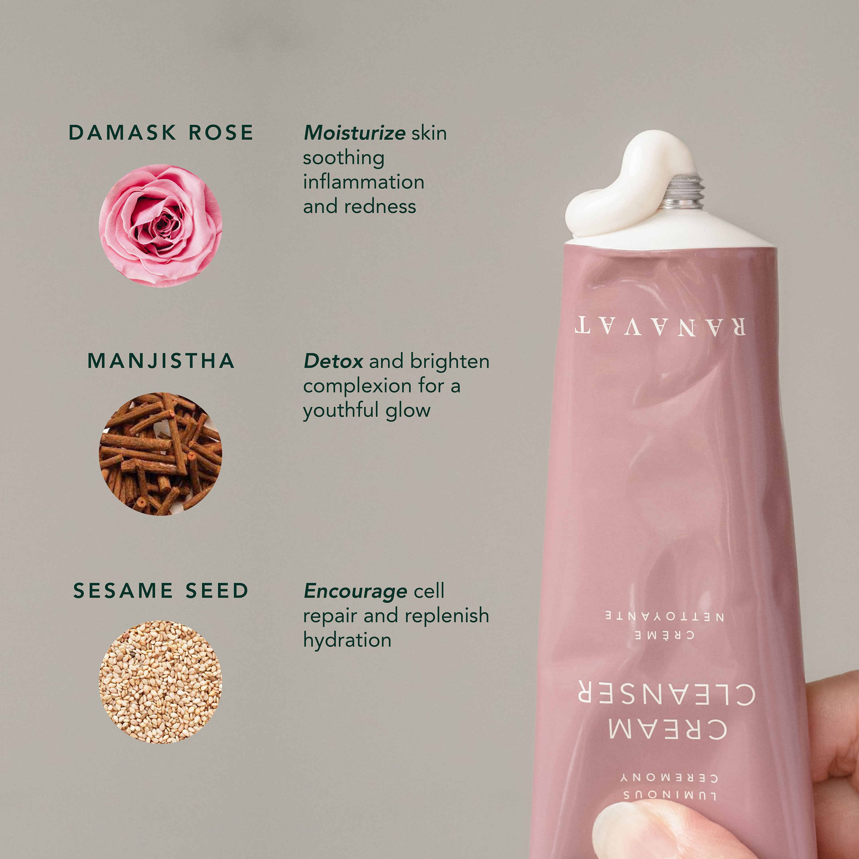 RANAVAT - Cream Cleanser - Luminous Ceremony - Key Ingredients